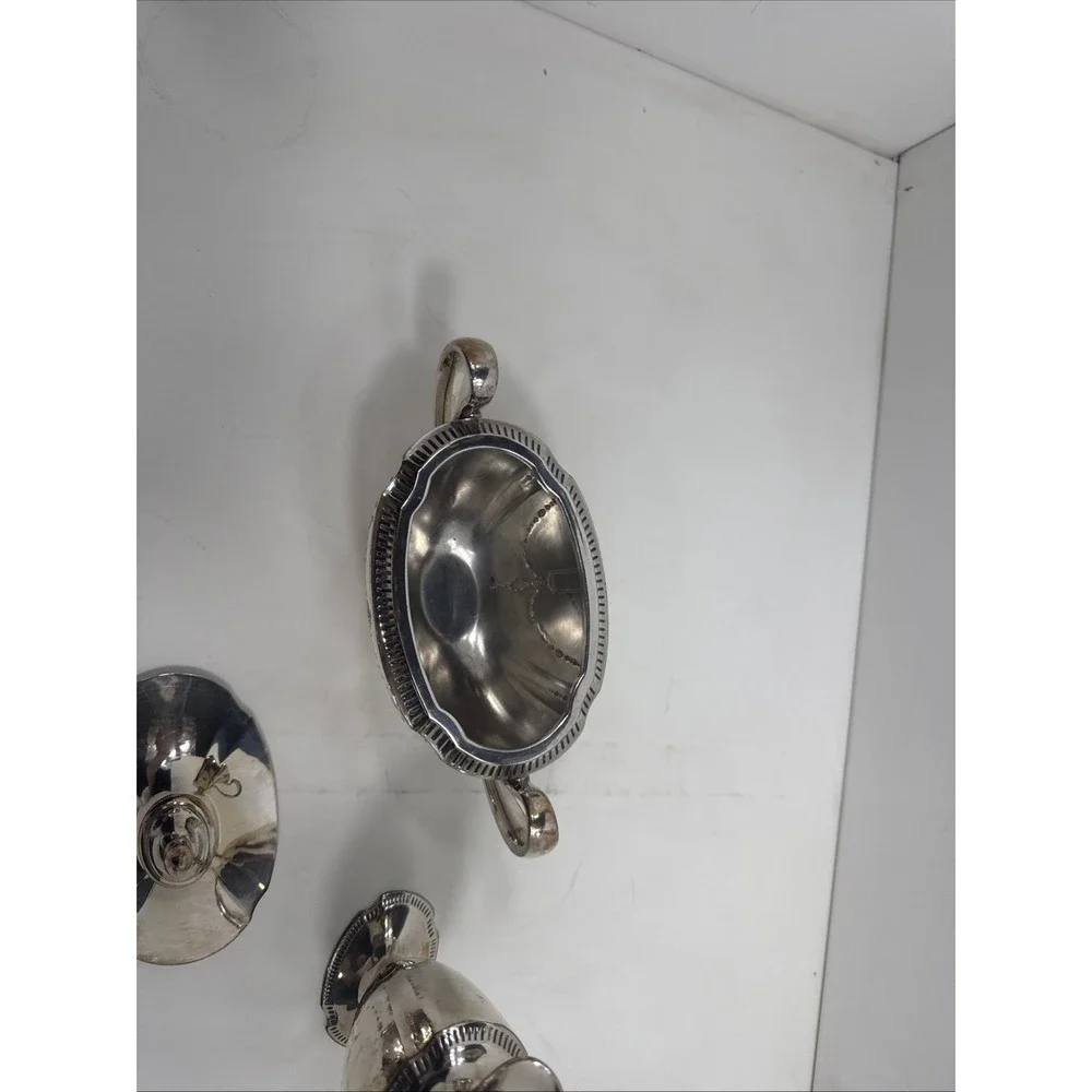 Antique‎ Community Plate Silverplated Lidded Sugar Creamer Pair 3pc. Rare